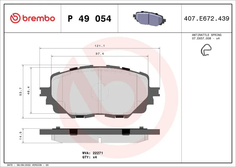 P 49 054 Тормозные колодки