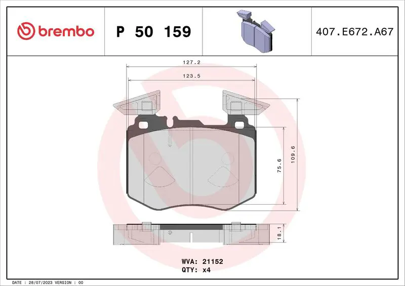P 50 159 Колодки тормозные передние