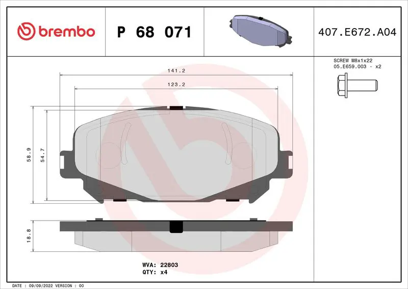 BREMBO P68071 Колодки тормозные дисковые