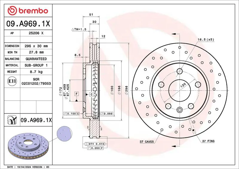 09.A969.1X Brake Disc