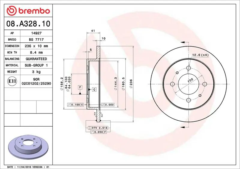BREMBO 08A32810 Тормозной диск