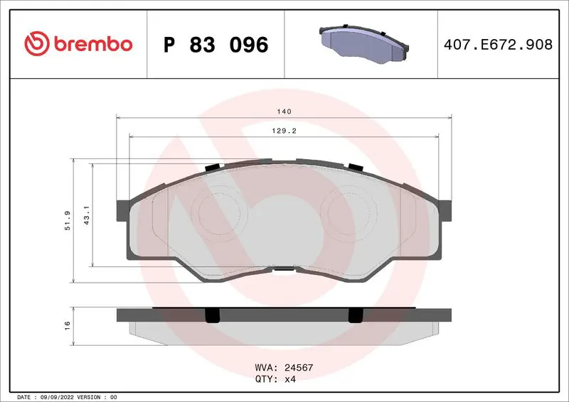P 83 096 КОЛОДКИ ТОРМОЗНЫЕ ДИСКОВЫЕ