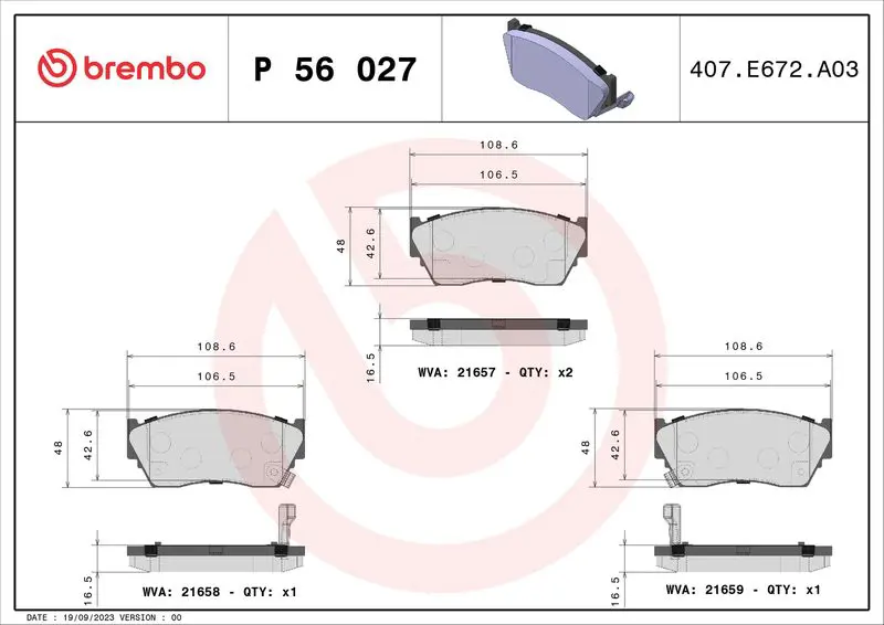 BREMBO P56027 Комплект тормозных колодок