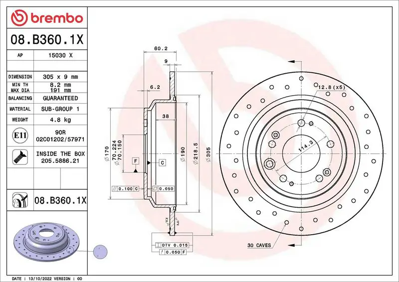 08.B360.1X Тормозной диск