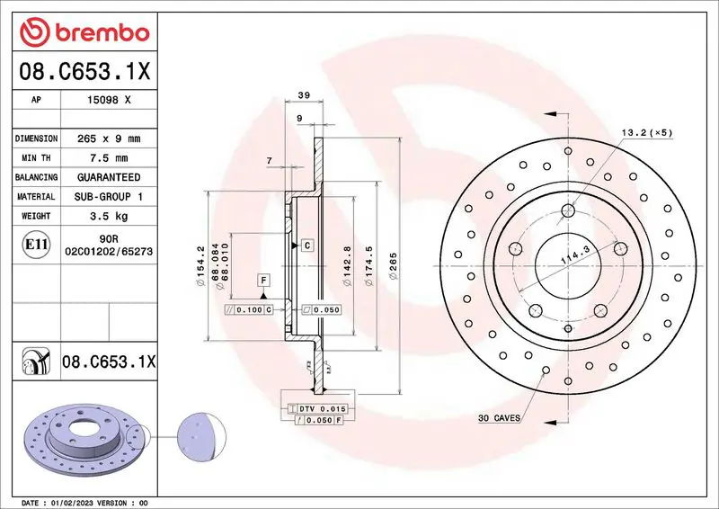 BREMBO 08C6531X Тормозной диск