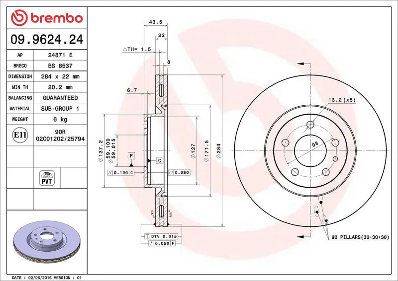 BREMBO 09962424 Тормозной диск