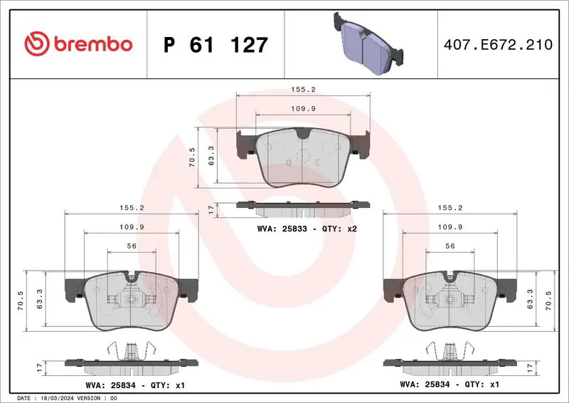 BREMBO P61127X Комплект тормозных колодок,