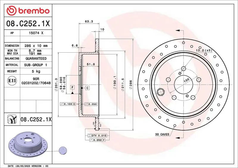 08.C252.1X Тормозной диск