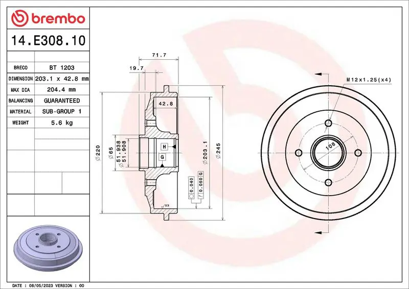 14.E308.10 Тормозной барабан