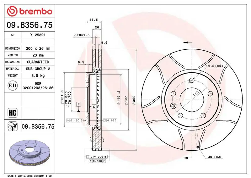 BREMBO 09B35675 Brake Disc