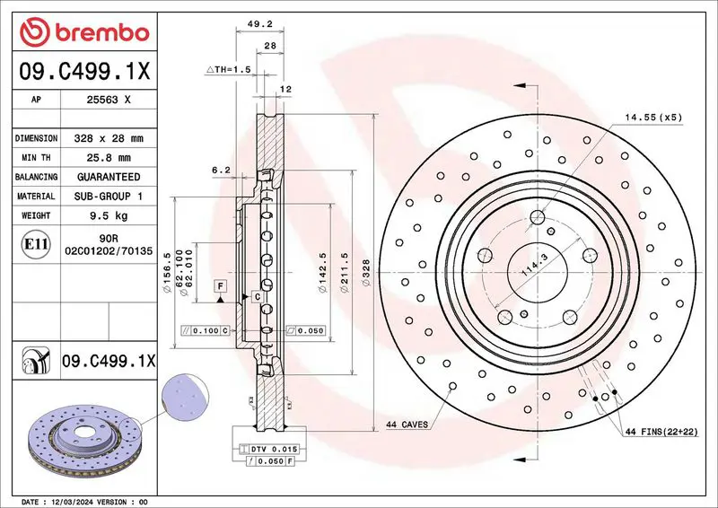 BREMBO 09C4991X Brake Disc