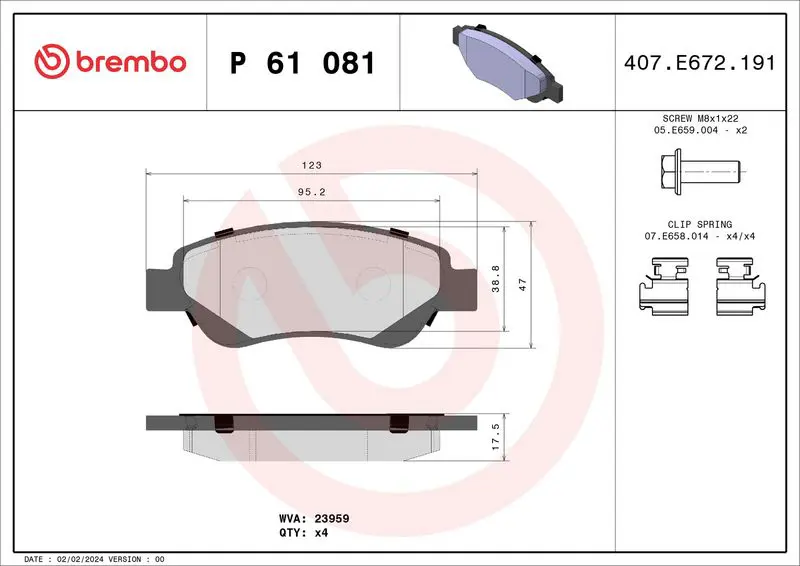 Brembo P61081 Колодки тормозные передние
