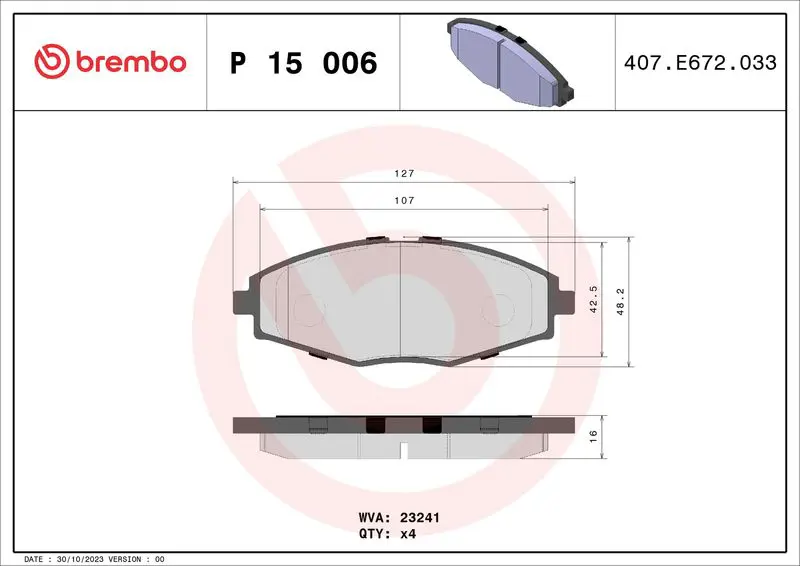Brembo P15006 Колодки тормозные дисковые