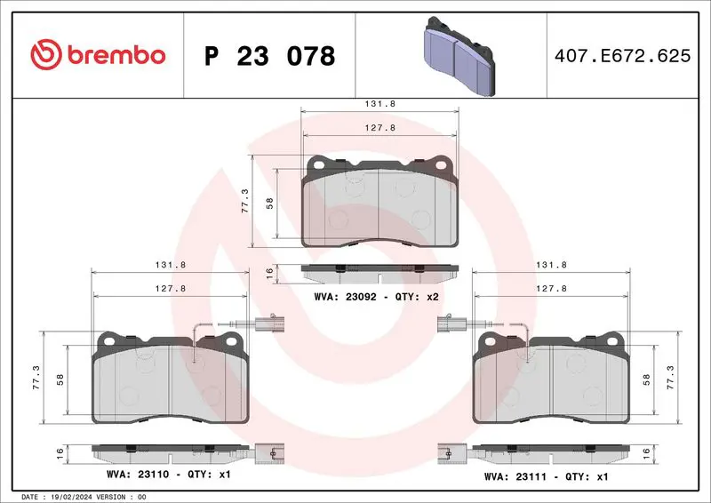 Brembo P23078 Колодки торм.пер.