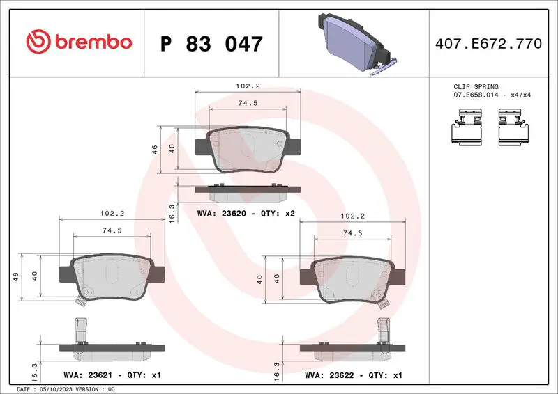 Brembo P83047 Колодки тормозные дисковые зад