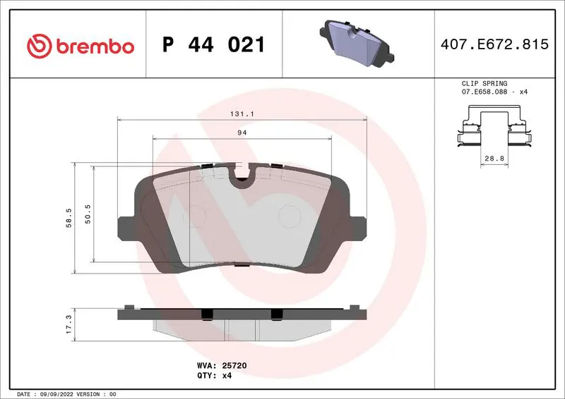 Brembo P44021 Колодки тормозные дисковые