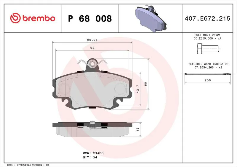 Brembo P68008 Колодки тормозные дисковые