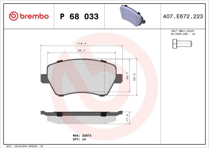 Brembo P68033 Колодки тормозные Lada Vesta