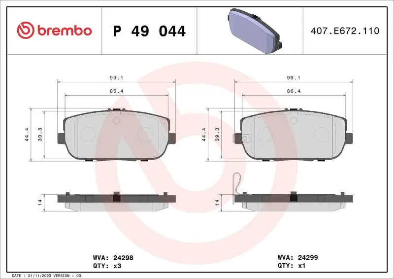 Brembo P49044 Колодки тормозные, комплект