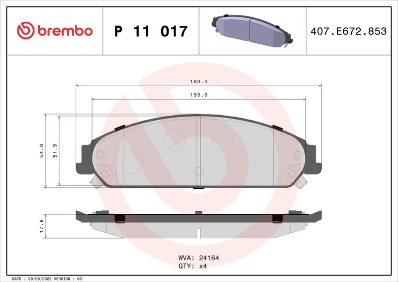 Brembo P11017 Колодки тормозные передние