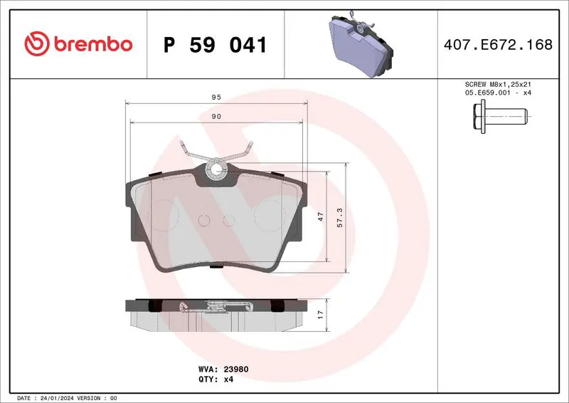 Brembo P59041 Колодки тормозные дисковые