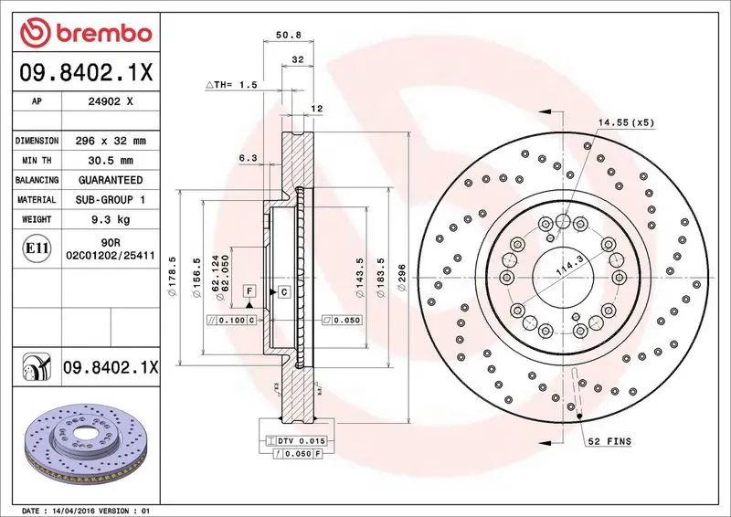 Brembo 0984021X 09.8402.1X диск тормозной