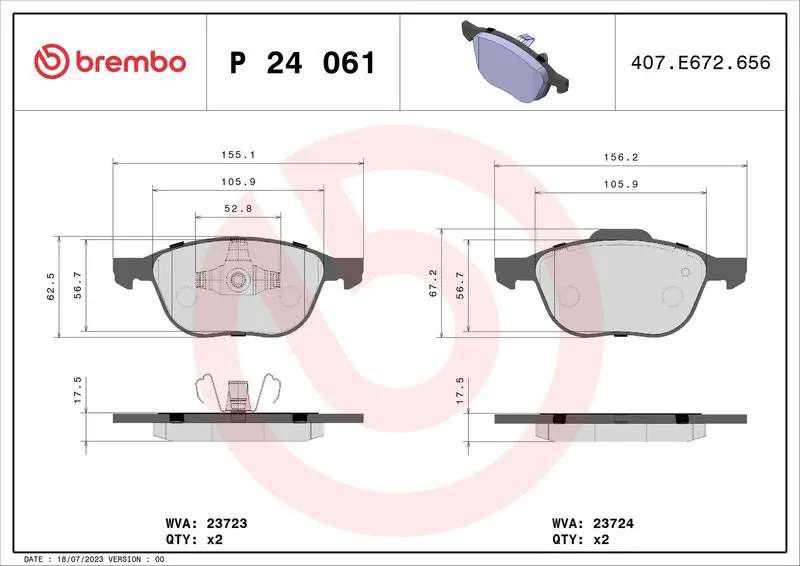 Brembo P24061 Колодки тормозные дисковые