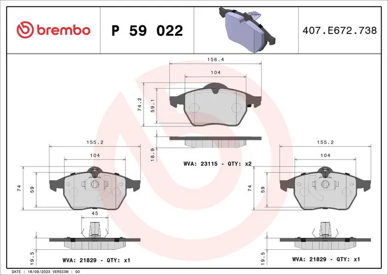 Brembo P59022 Колодки тормозные, комплект
