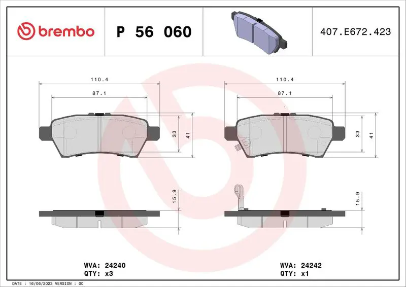 Brembo P56060 Колодки тормозные дисковые