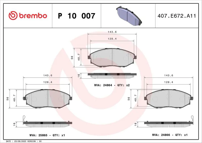 Brembo P10007 Колодки тормозные дисковые