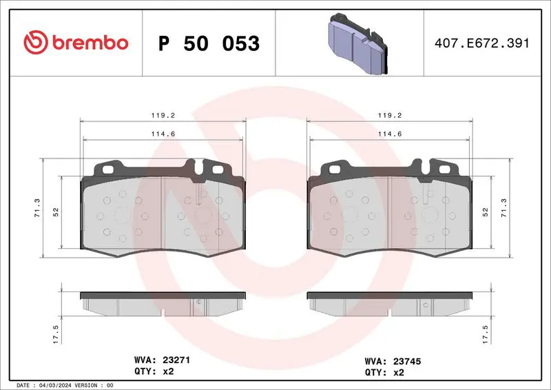 Brembo P50053 Колодки тормозные дисковые