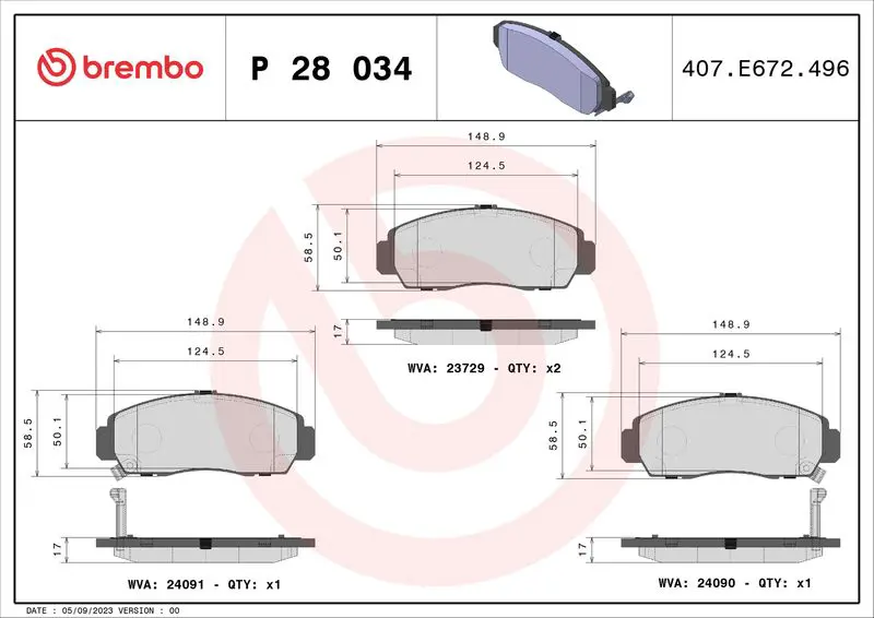 Brembo P28034 Колодки тормозные дисковые