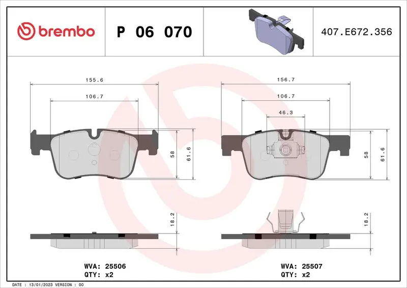 Brembo P06070X Колодки тормозные