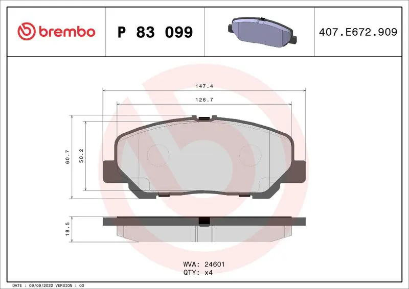 Brembo P83099 Колодки тормозные