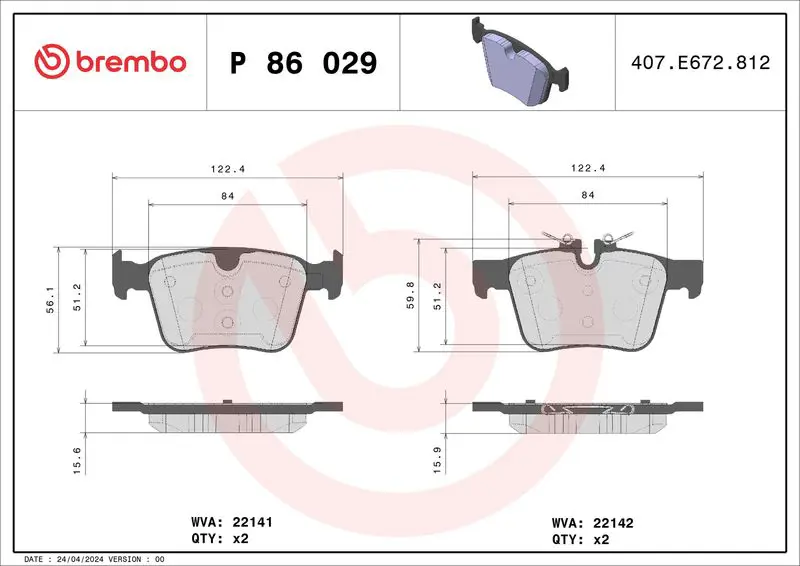 Brembo P86029 Колодки тормозные LAND ROVER