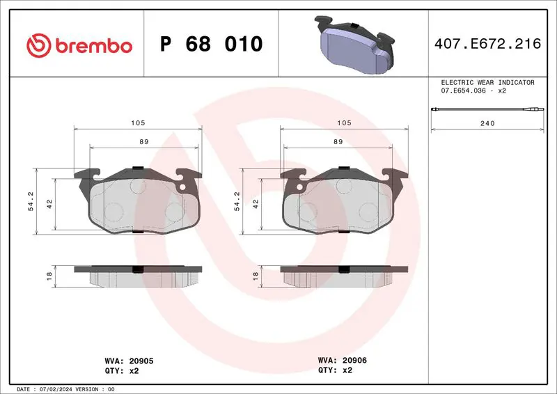 BREMBO P68010 Колодки тормозные дисковые