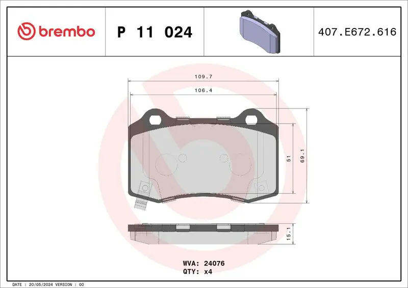 Brembo P11024 Колодки зад Dodge