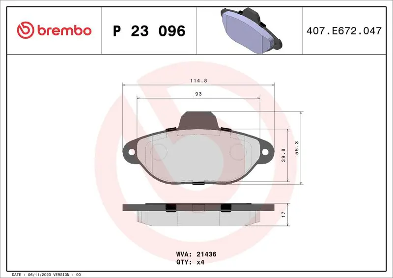 Brembo P23096 Колодки тормозные дисковые