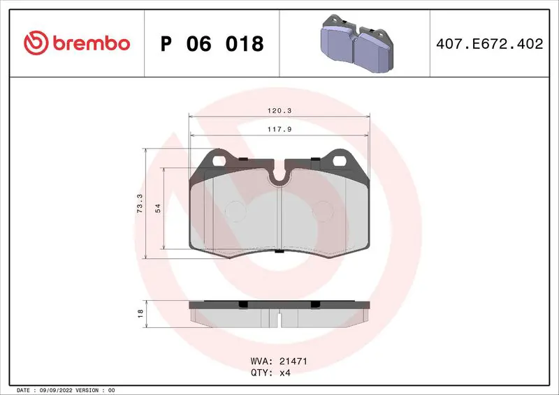 Brembo P06018 Колодки тормозные дисковые