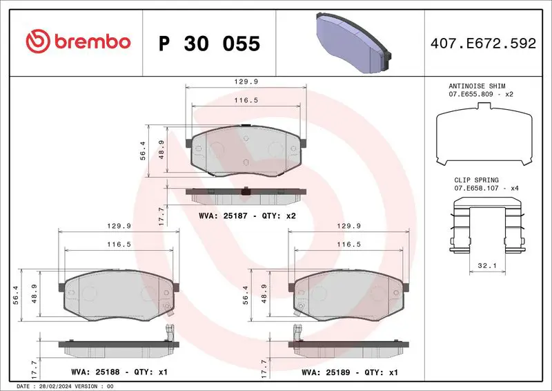Brembo P30055 Колодки тормозные дисковые