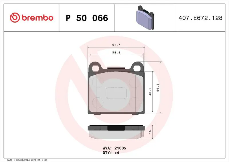 Brembo P50066 Комплект тормозных колодок