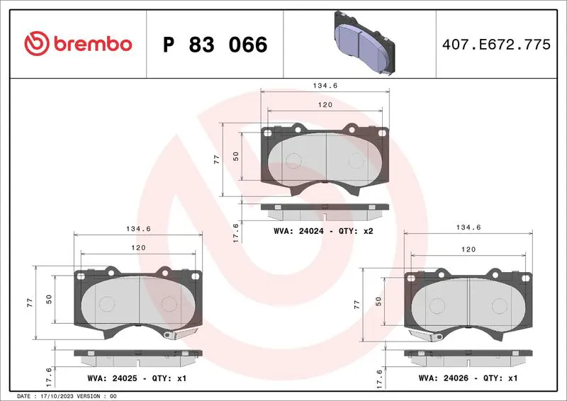 Brembo P83066 Колодки тормозные P83066