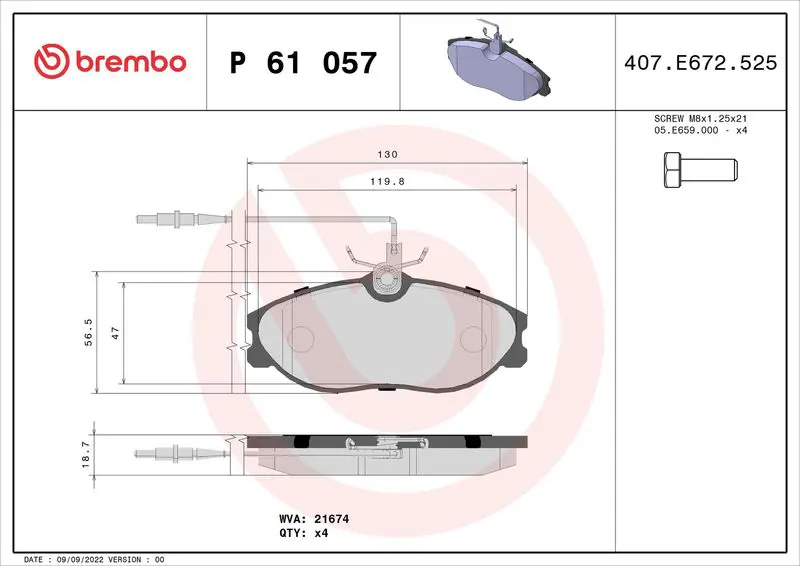 Brembo P61057 P61057 колодки дисковые
