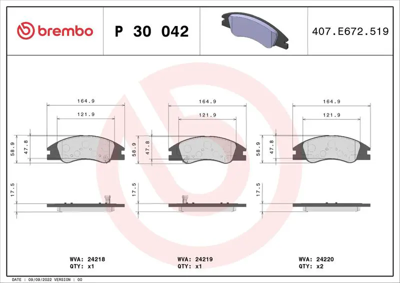 Brembo P30042 Колодки тормозные дисковые 