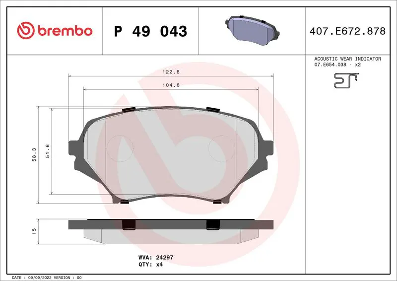 Brembo P49043 Комплект тормозных колодок