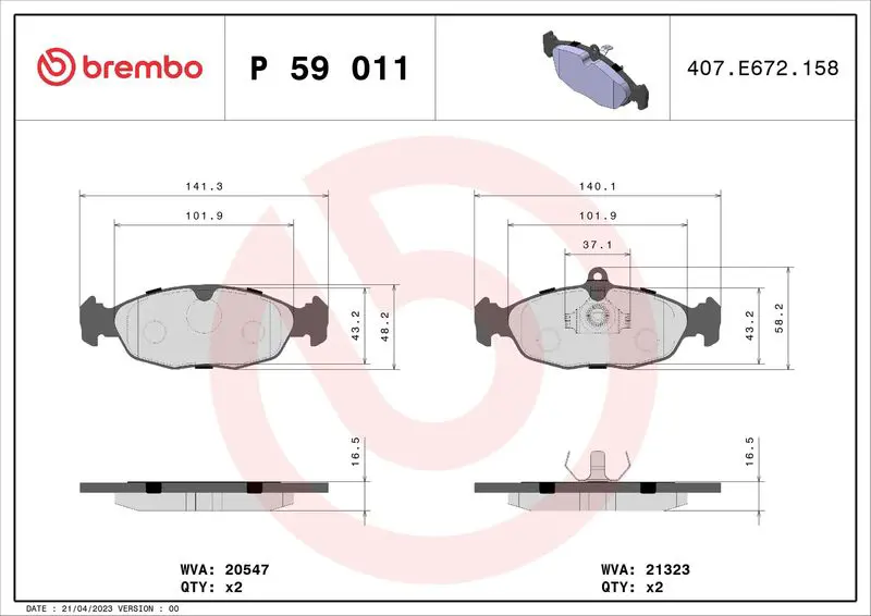 Brembo P59011 Колодки тормозные, комплект