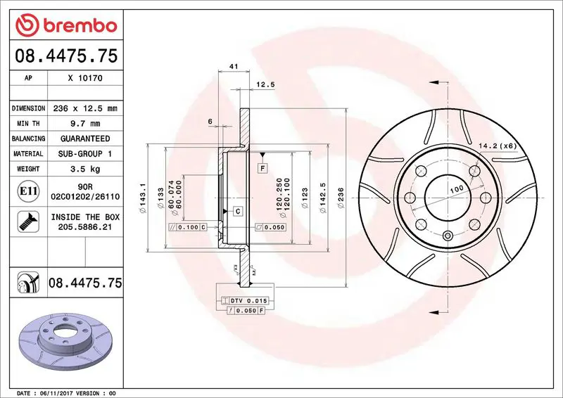 BREMBO 08447575 Тормозной диск