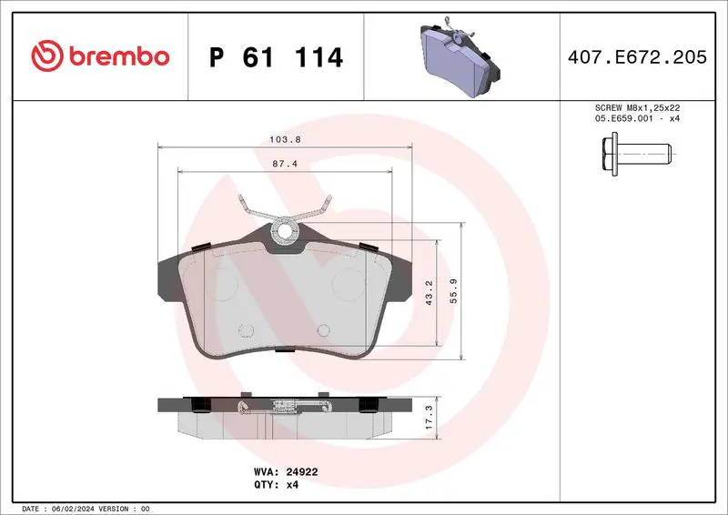 BREMBO P61114X Колодки тормозные дисковые
