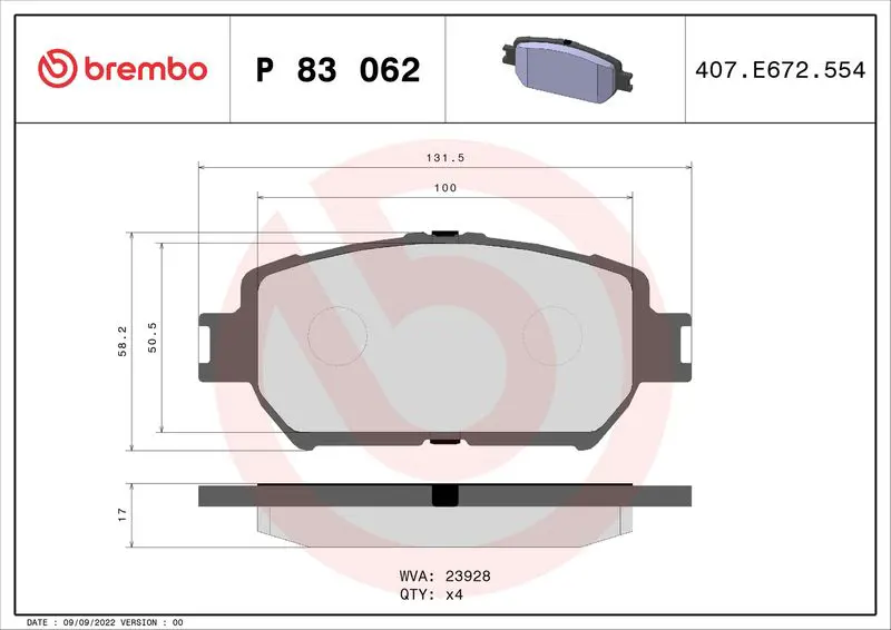 Brembo P83062 КОЛОДКИ ТОРМОЗНЫЕ ДИСКОВЫЕ,