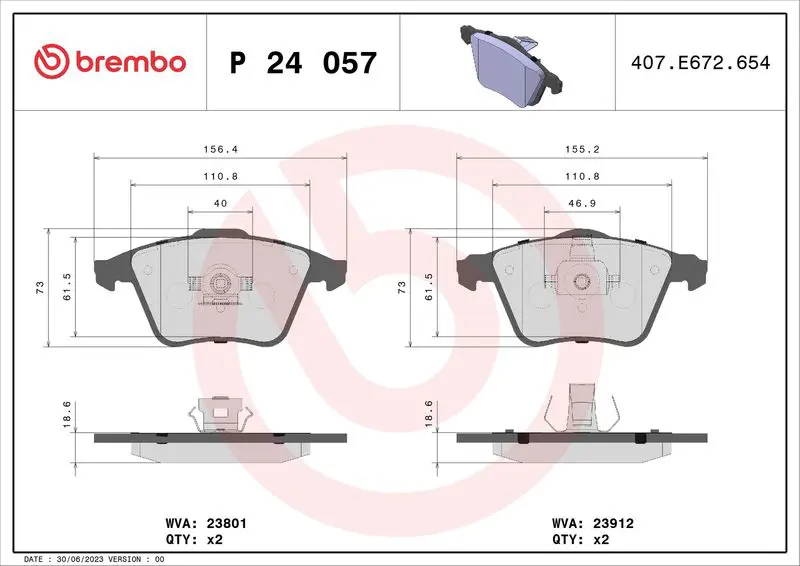 Brembo P24057 КОЛОДКИ ТОРМОЗНЫЕ ДИСКОВЫЕ К-Т